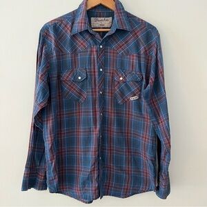 Wracher by Wrangler Size Large Pearl Snap Plaid Shirt